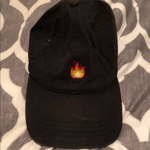 Baseball cap with flame